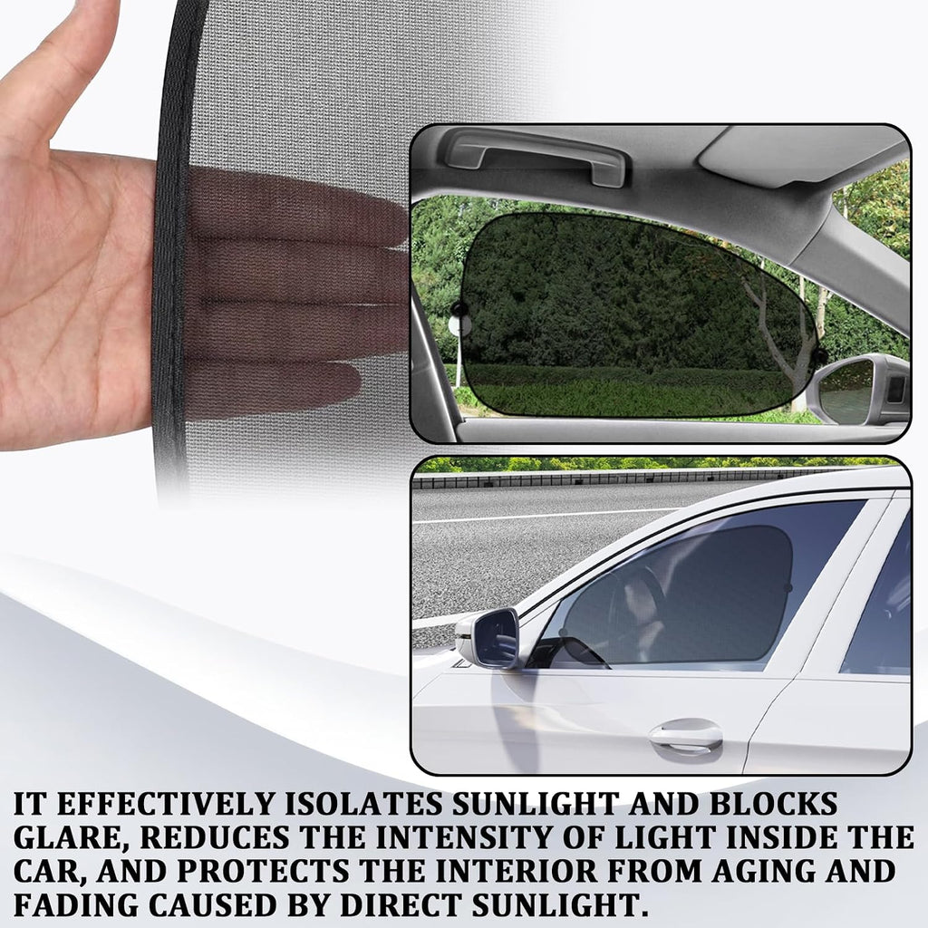 2PCS Baby Car Window Sun Shades, Car Window Shades, Suction Cup Mesh Sun Visor, Mesh Pop-Up Needed Sun-Shield for Driver Passenger Rear Side Windows, Universal Auto Interior Accessory (Black)