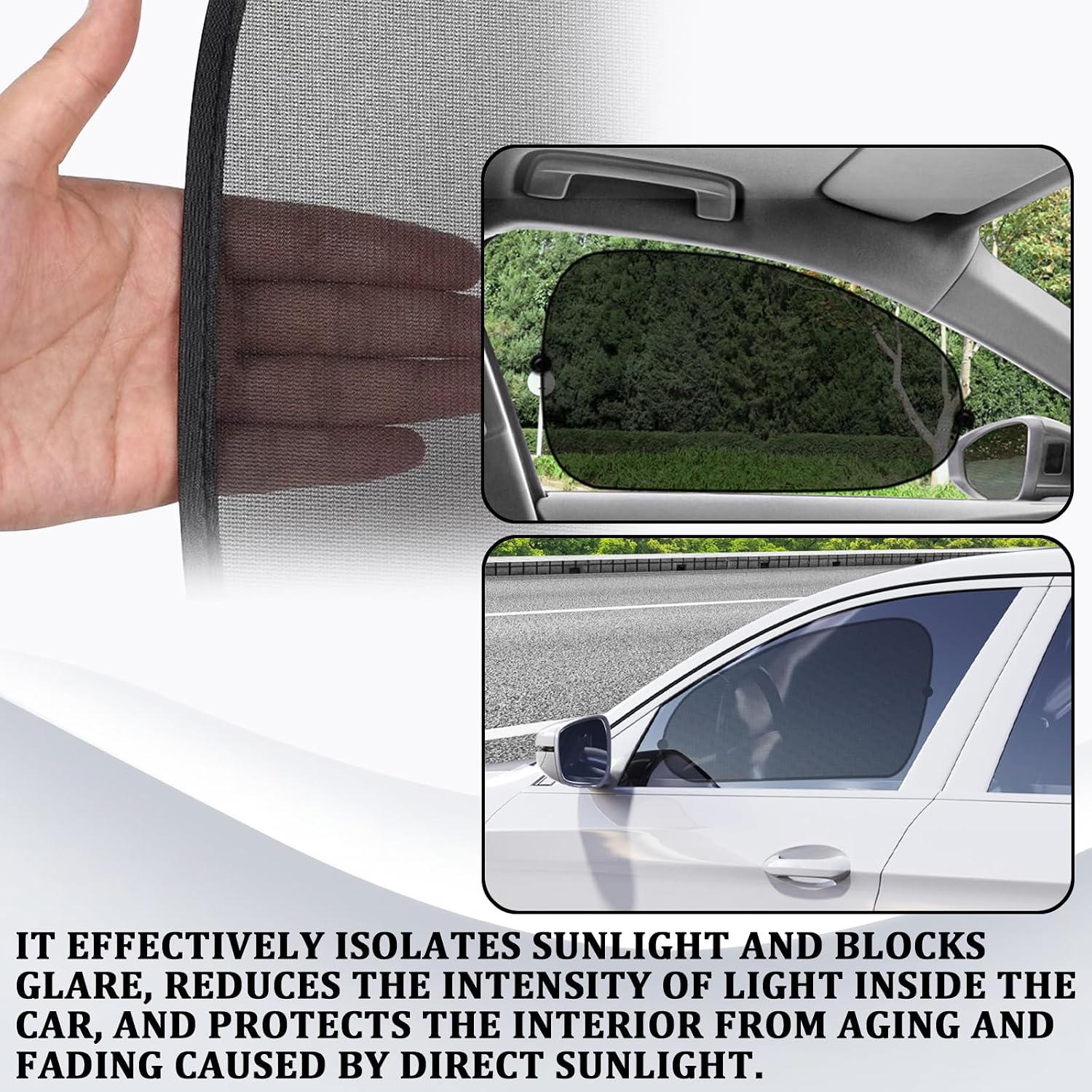 2PCS Baby Car Window Sun Shades, Car Window Shades, Suction Cup Mesh Sun Visor, Mesh Pop-Up Needed Sun-Shield for Driver Passenger Rear Side Windows, Universal Auto Interior Accessory (Black)
