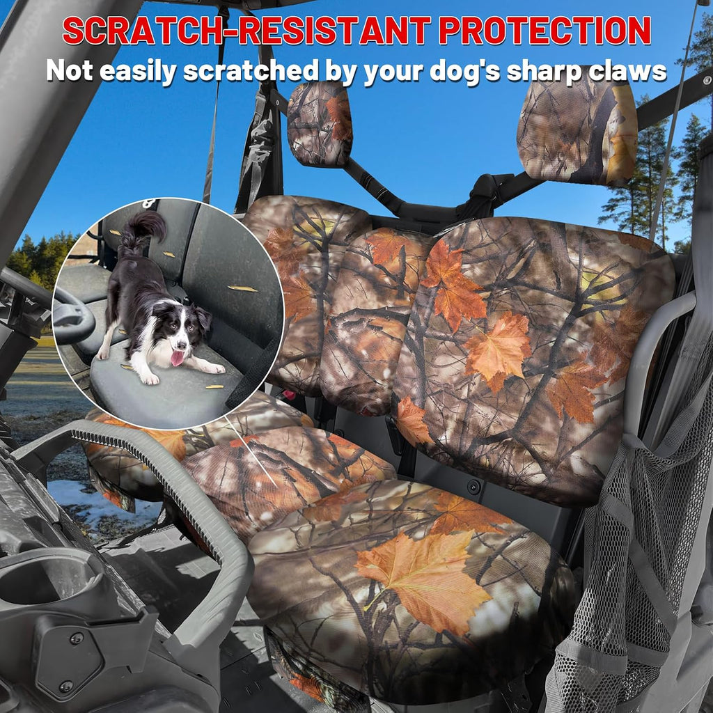 StarknightMT UTV Defender Seat Cover Compatible with Can Am Defender DPS MAX 6X6 PRO 2016-2025 Oxford Split Bench Seat Covers Accessories (Maple Leaf Yellow)
