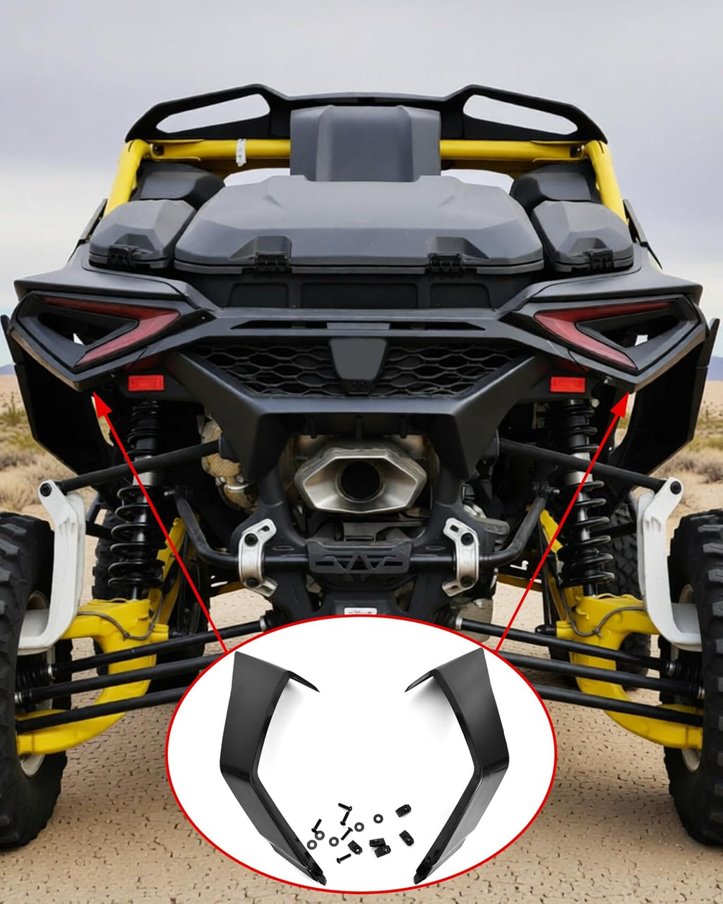 SAUTVS Black Rear Left & Right Taillight Trim Panel Kit for Can-Am Maverick R MAX X RS RC 2024-2026 Models Accessories, Replace #708303788#708303789