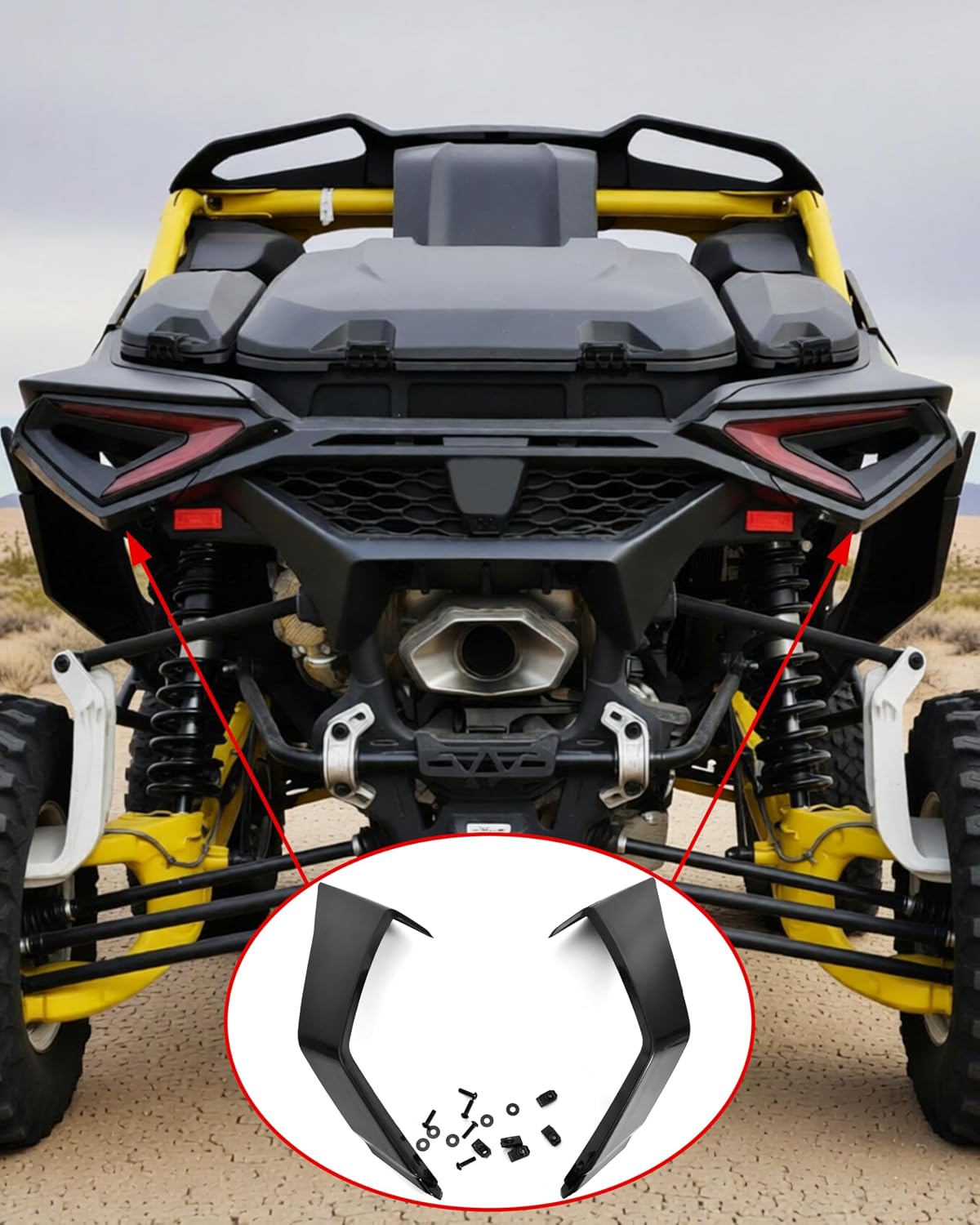 SAUTVS Black Rear Left & Right Taillight Trim Panel Kit for Can-Am Maverick R MAX X RS RC 2024-2026 Models Accessories, Replace #708303788#708303789