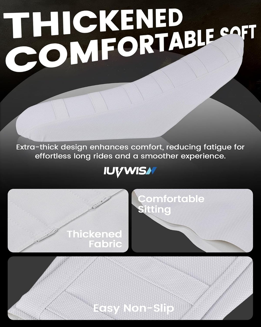 Universal DirtBike Motorcycle Seat Cover Particle Surface White - for Most Dirt Pit Bike Motocross Off Road Enduro|Soft|Non-Slip|Weather-Resistant|Durable Design|Precise Fit
