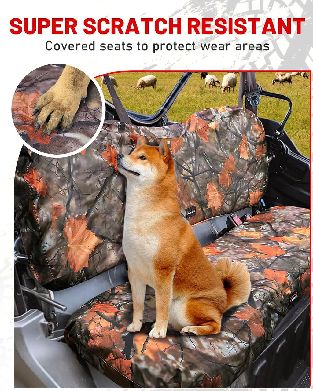StarknightMT UTV Pioneer Seat Covers Compatible with 2016-2025 Pioneer 1000 1000-5(Front Seat),1000-6(Front and Rear Seat),Water-Repellent Bench Seat Cover Maple Camouflage