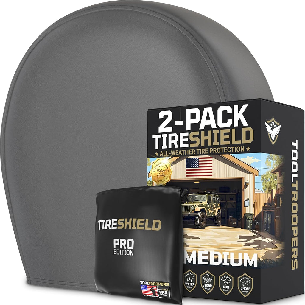 TIRESHIELD PRO Trailer Tire Covers (Set of 2) - Heavy Duty All-Weather UV-Resistant Protective Wheel Covers w/StormLock-System - Year-Round Protection for Your Trailer Tires w/ 26-28.75" Diameter