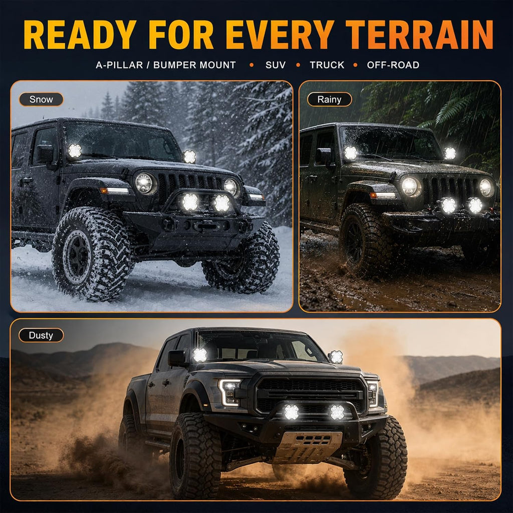 4 inch led pod lights, spot flood combo, package contents