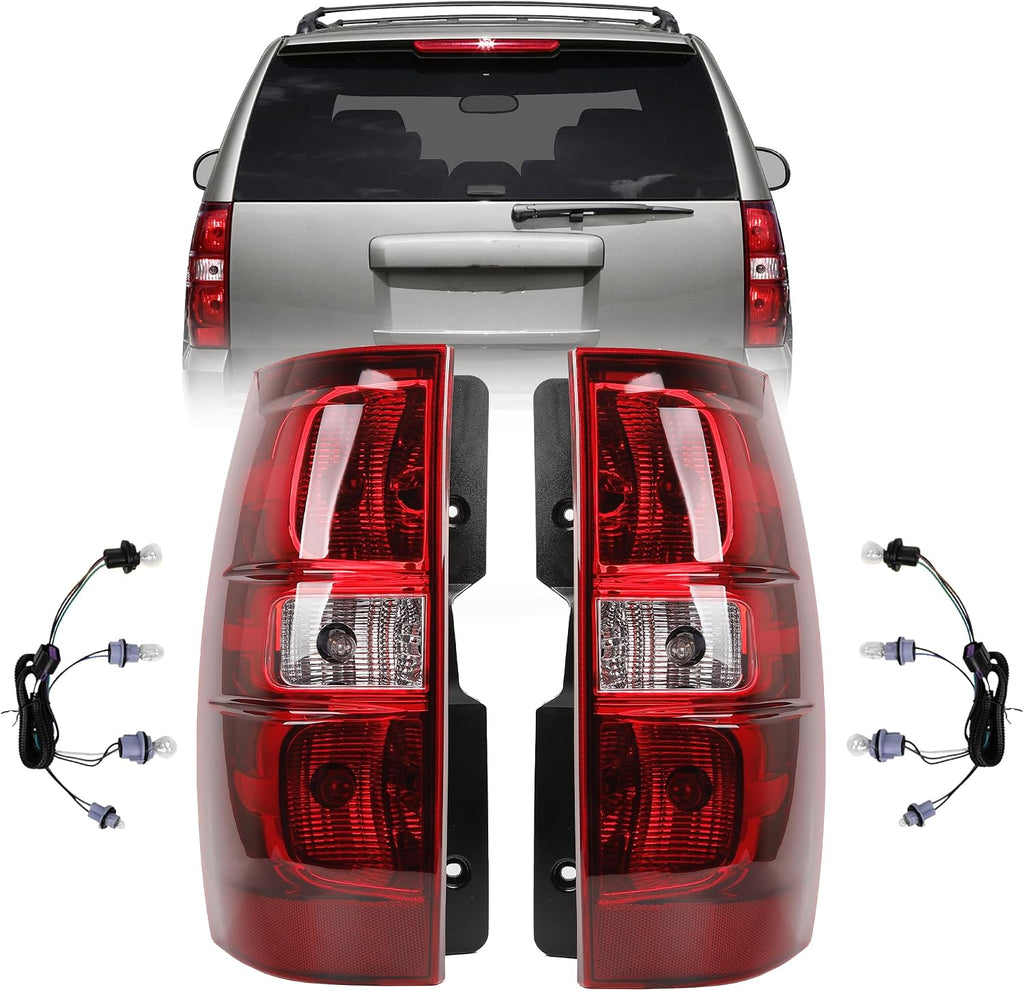 Dasbecan Rear Tail Light Assembly Compatible With 2007-2014 Tahoe Suburban Taillights With Bulbs & Wiring Harness Replaces# GM2801196 GM2800196 (Rear Left and Right Side)