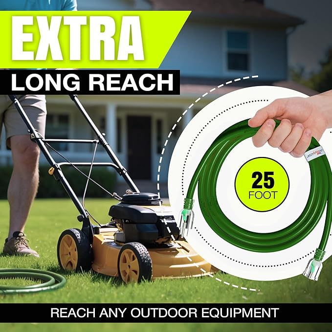 25ft Outdoor/Indoor Extension Cord 12/3 Gauge Extra Heavy Duty 3 Prong SJTW - Image 6