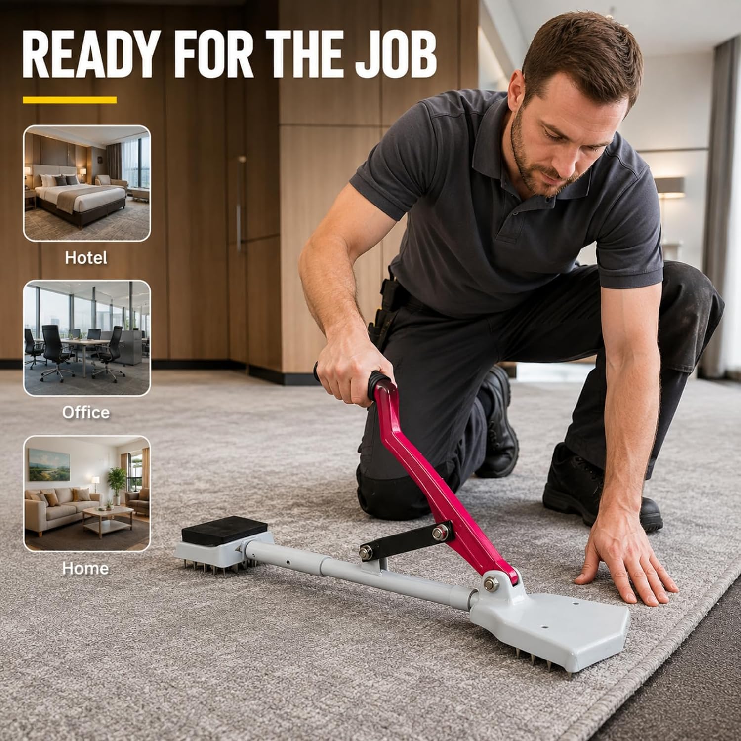 Carpet Stretcher Tool with 20 Steel Pins, Professional Carpet Kicker for Carpet Installation, Heavy Duty Carpet Stretching and Repair Tool