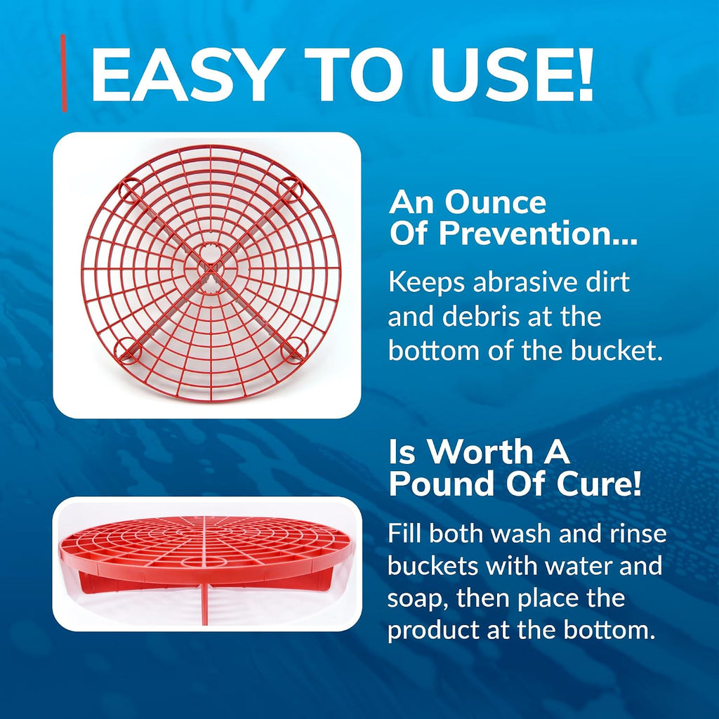 Grit Guard The Original Red Bucket Insert - 10" Diameter Car Wash Bucket for Car Washing, Detailing Compatible with 3.5, 4, 5 and 6 Gallon Buckets