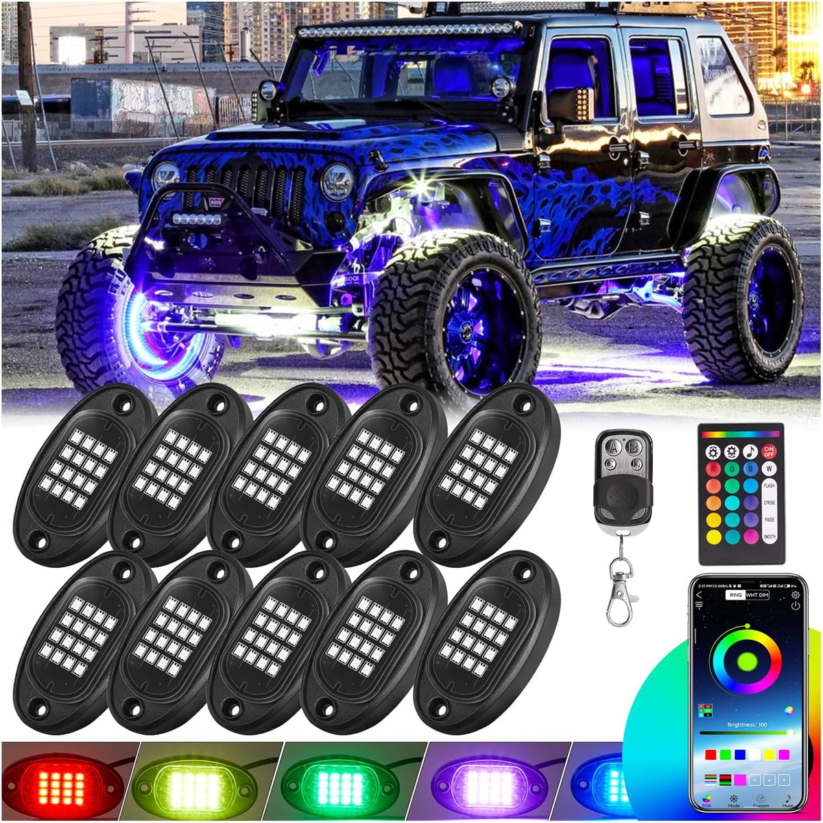 rgb led rock lights kit, 10 pods rock, main product view
