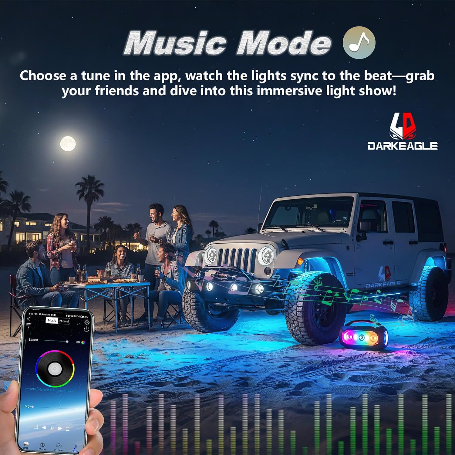 8Pods Segmented RGB LED Rock Lights Kit for Jeep Trucks UTV ATV Golf Cart RZR SXS Offroad Four Wheeler with APP/RF Remote, Multi Color Underglow Light Waterproof Music Neon Underbody 12V