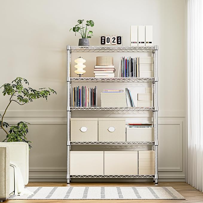 IZEUK 5-Tier Heavy Duty Metal Storage Shelving Unit, Adjustable Steel Wire Rack - Image 6