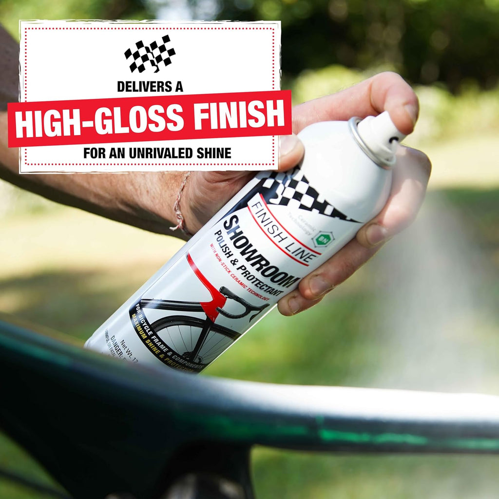 Showroom Polish and Protectant for Bicycles, High-Gloss Ceramic Finish for Bike Frames & Components, Non-Stick Dirt Repellent, UV & Rust Protection, Safe on Plastic Rubber Metal, Long-Lasting Shine