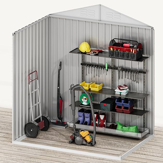 DWVO 6x4ft Storage Shed for Outdoors, Metal Sturdy Weatherproof Tool Locker - Image 5
