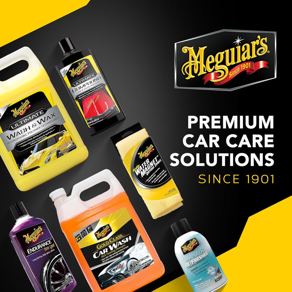 Meguiar's Ultimate Black Plastic Restorer, Durable Car Restorer for Faded Black Plastic, Vinyl, and Rubber, Restores Deep Color and Shine, for Car Guys, 12 Oz