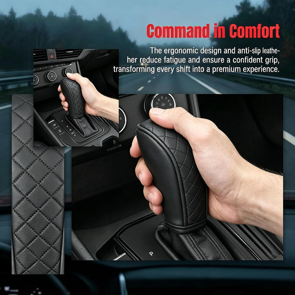 Universal Leather Car Gear Shift Knob Cover (Black)