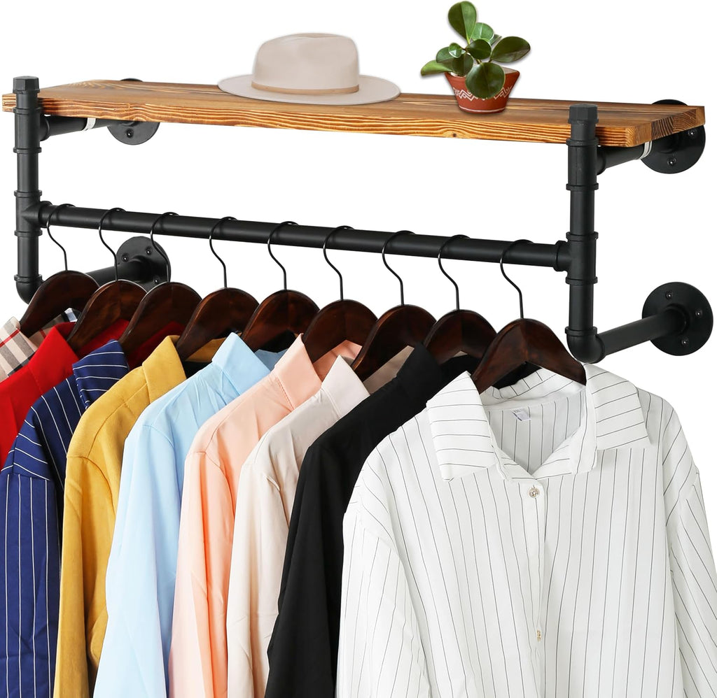 webi wall mounted clothes rack with shelf,32" industrial, main product view