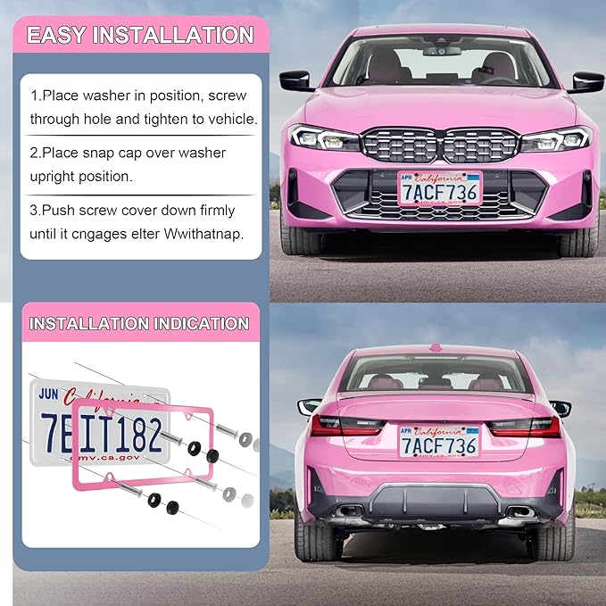 LivTee 4 Holes Stainless Steel License Plate Frames, Automotive Exterior - Image 5