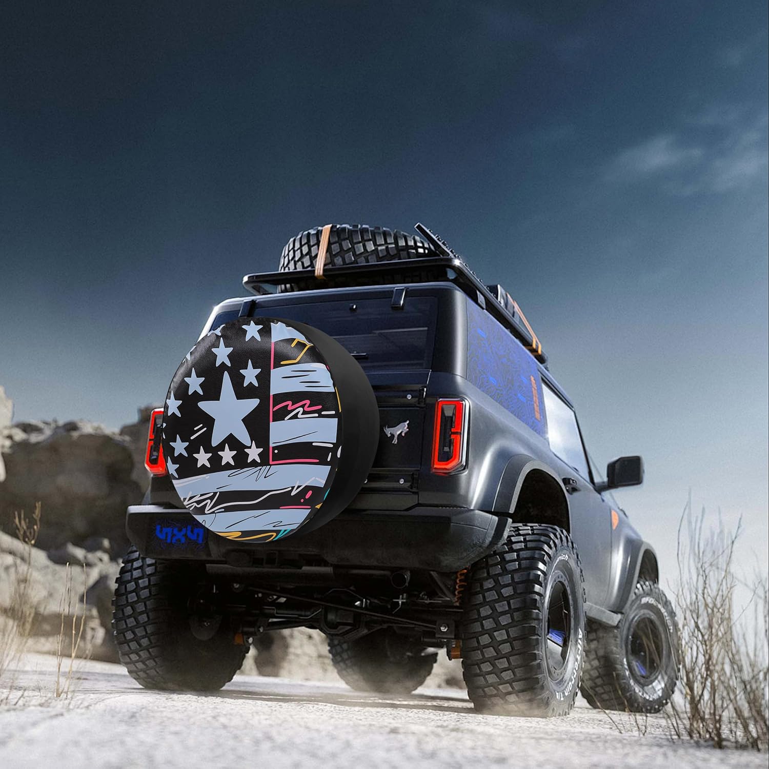 Moonet Spare Tire Cover for RV Trailer,SUV,Truck，Waterproof PVC Faux Leather Tire Cover with Flag Pattern,Tough Tire Wheel Soft Cover (Fit for Tire Diameter 24"-26")