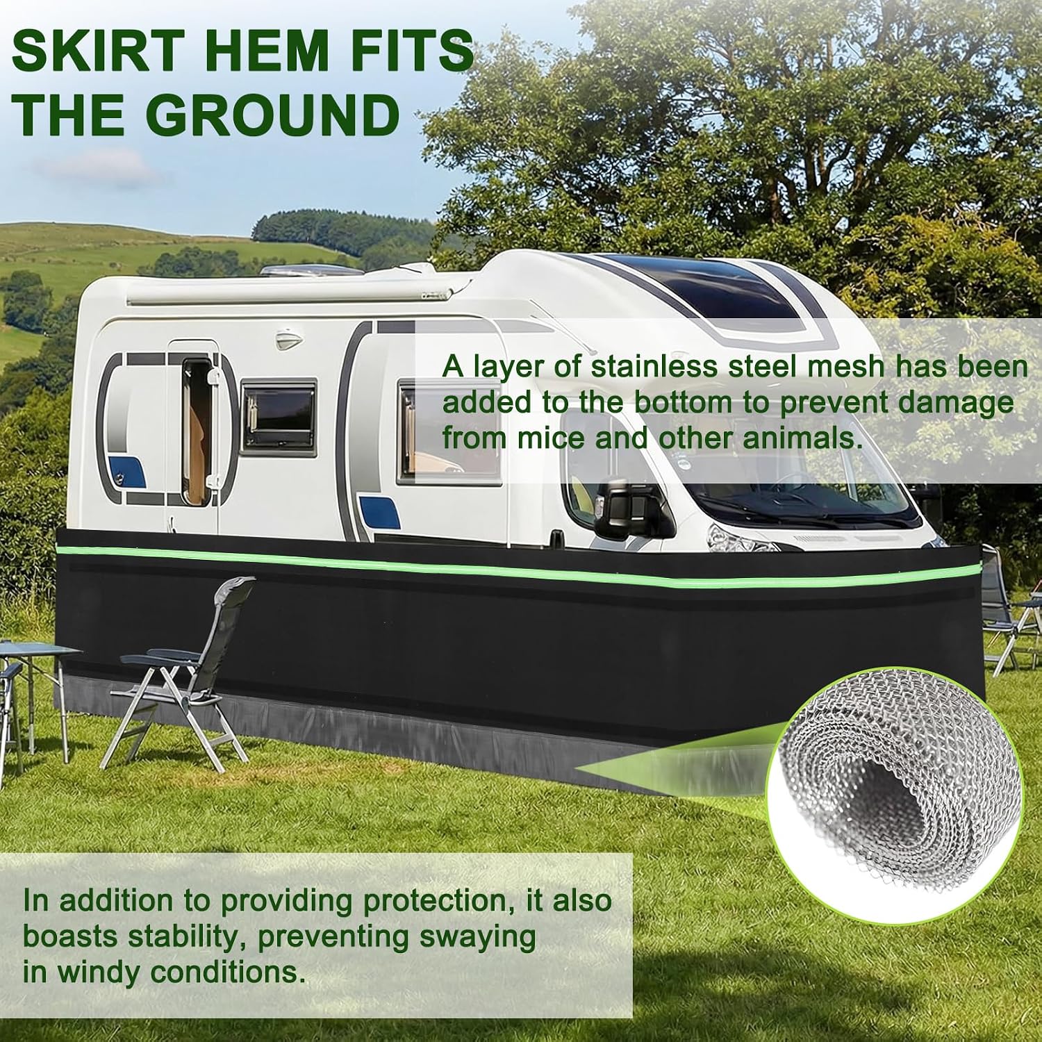 Generic Thick Mobile House Skirting Easy Installation Camper Skirting Waterproof 39.37ft Heightx85.3ft Length for Gardens Outdoor Use