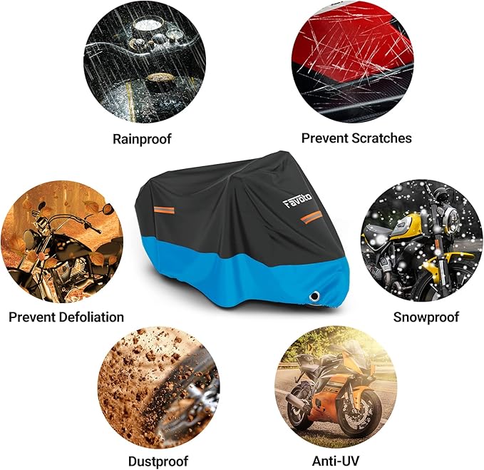 Favoto Motorcycle Cover All Season Universal Weather Quality Waterproof Sun - Image 7