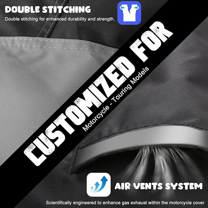 Motorcycle Cover 420D Heavy Duty All Season Universal Weather Waterproof - Image 5