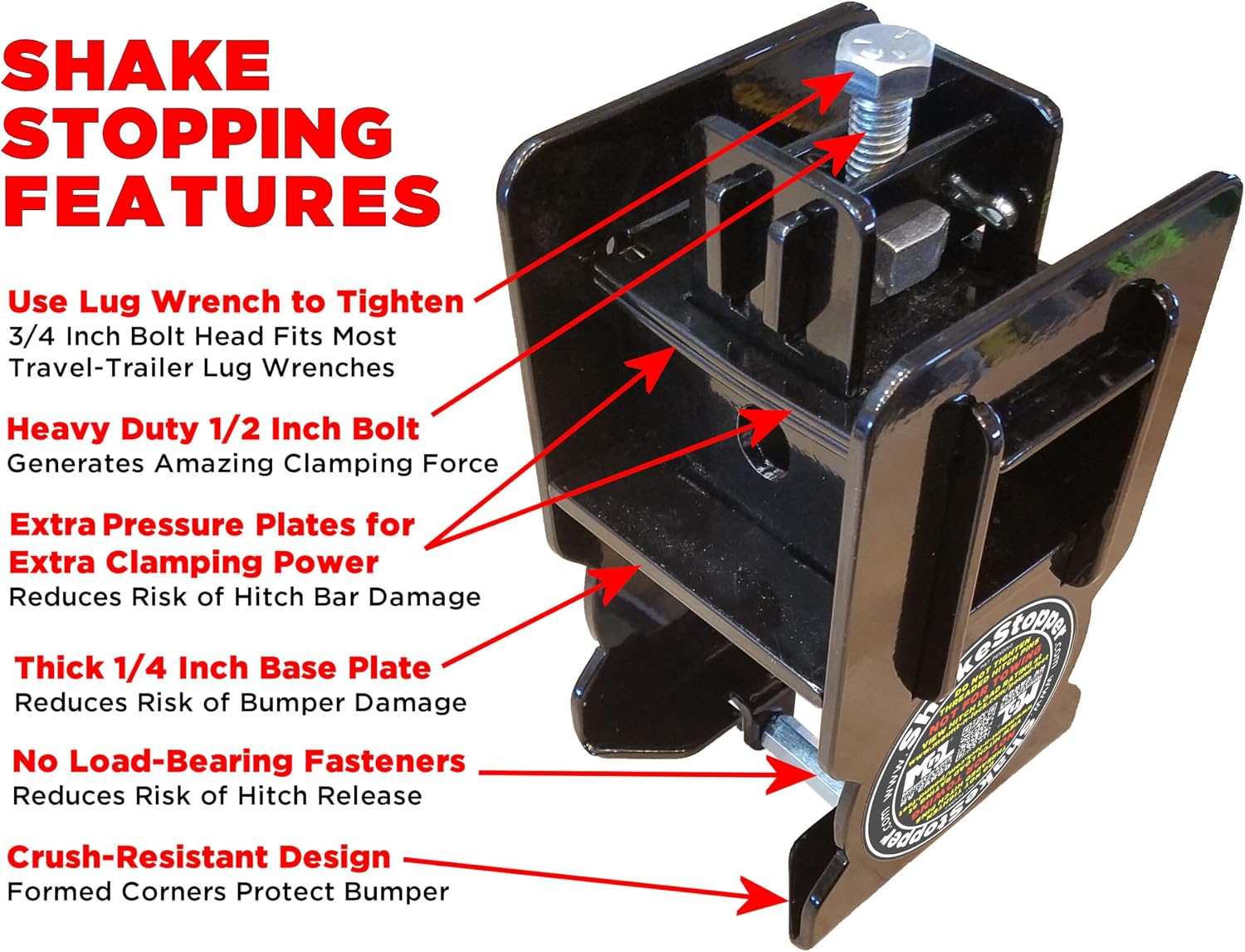 ShakeStopper Extreme Duty 2-Inch Clamping Hitch for Heavy-HAUL’R™ 5.3-Inch MBK Bumper