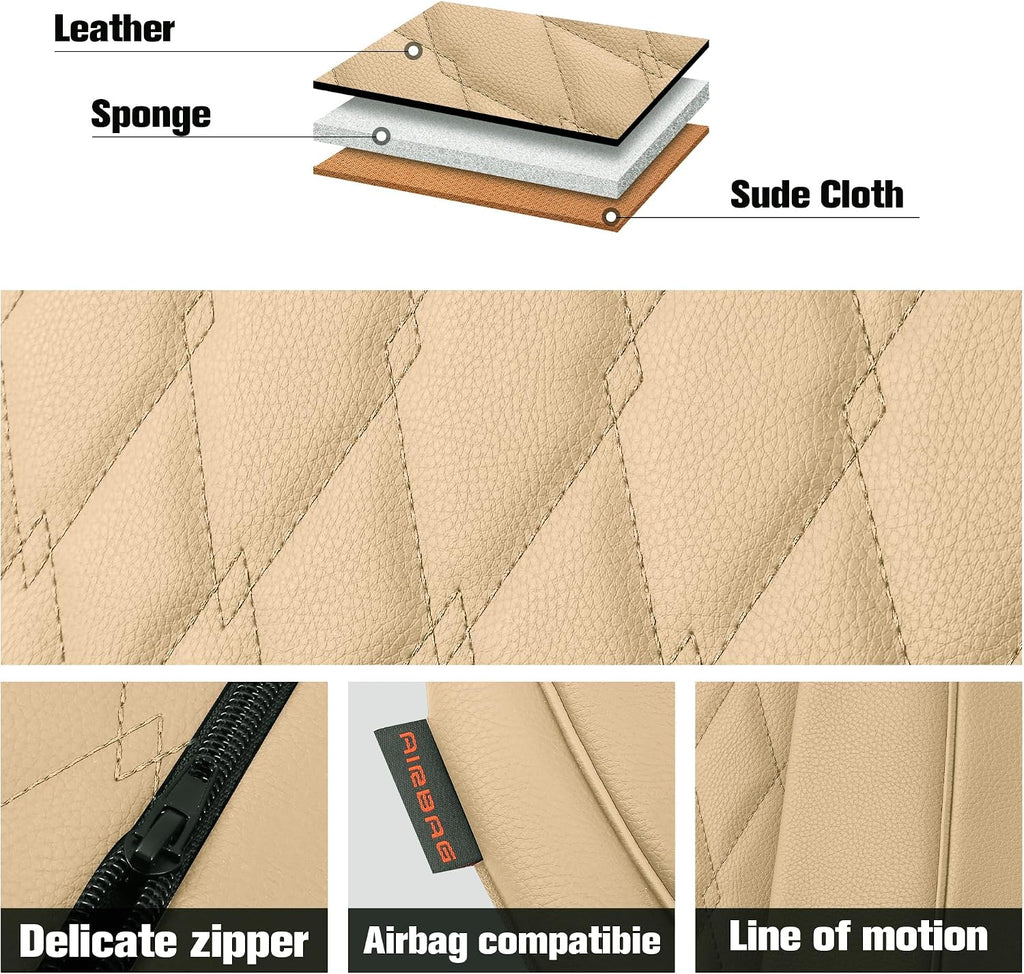 caromop faux leather car seat covers full set,luxury, front angle view