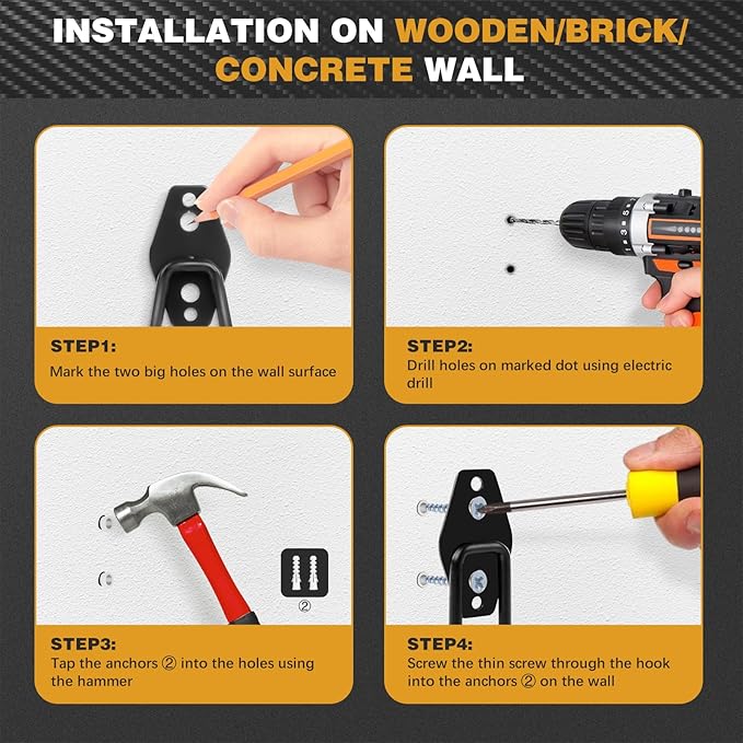 Steel Garage Storage Hooks, Heavy Duty Wall Mount Hooks - Image 4
