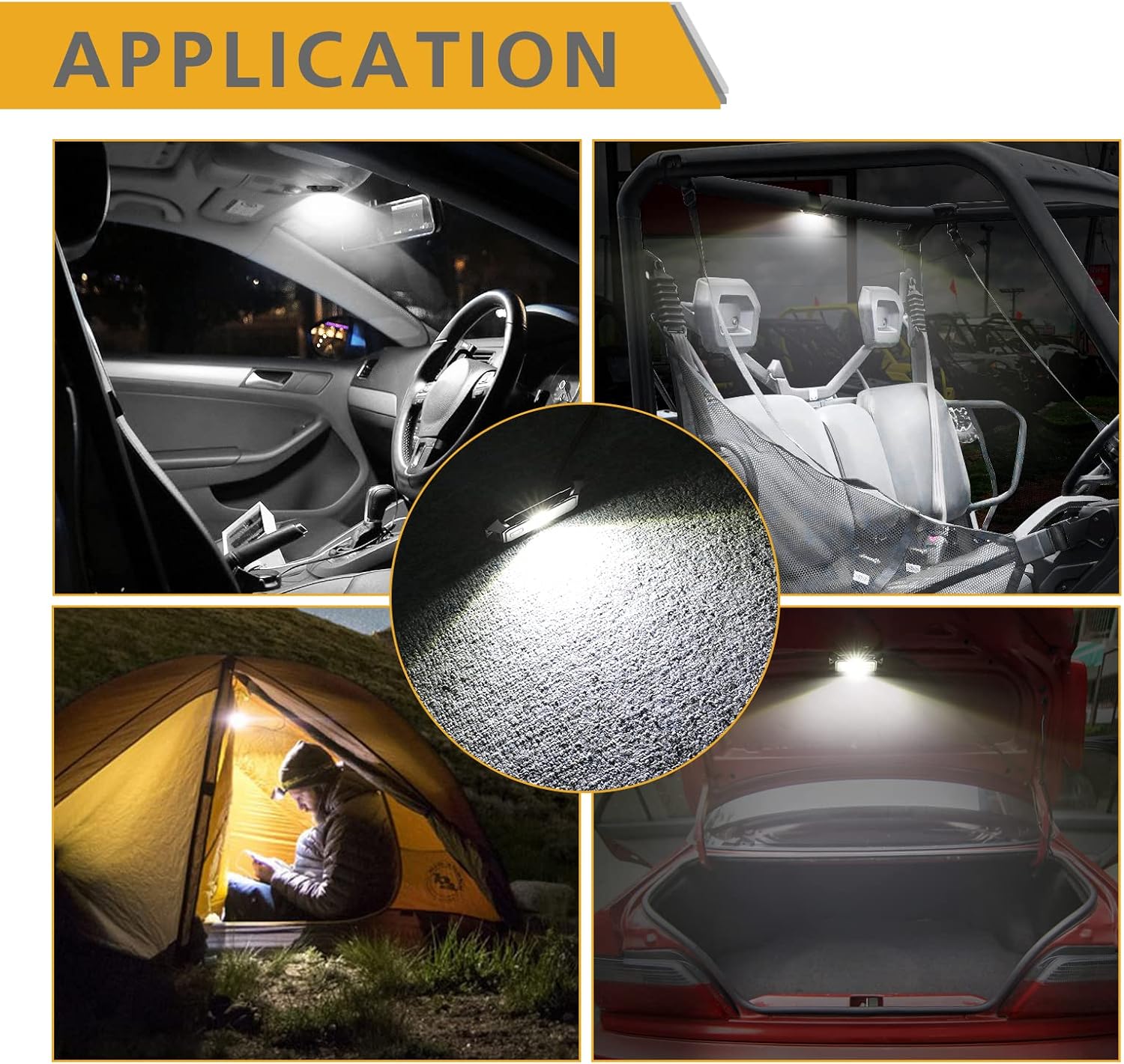 UTV LED Dome Light 12V with Switch, Rfroad Lighting Universal Roll Bar Mount LED White Lights Interior Dome Light for UTV ATV Polaris RZR Can Am Car Golf Cart