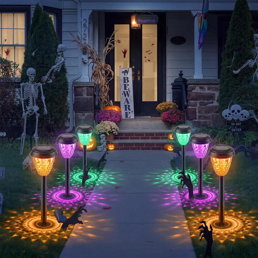 Gerrii 6 Pack Halloween Solar Lights Outdoor, Halloween Decorations Outdoor