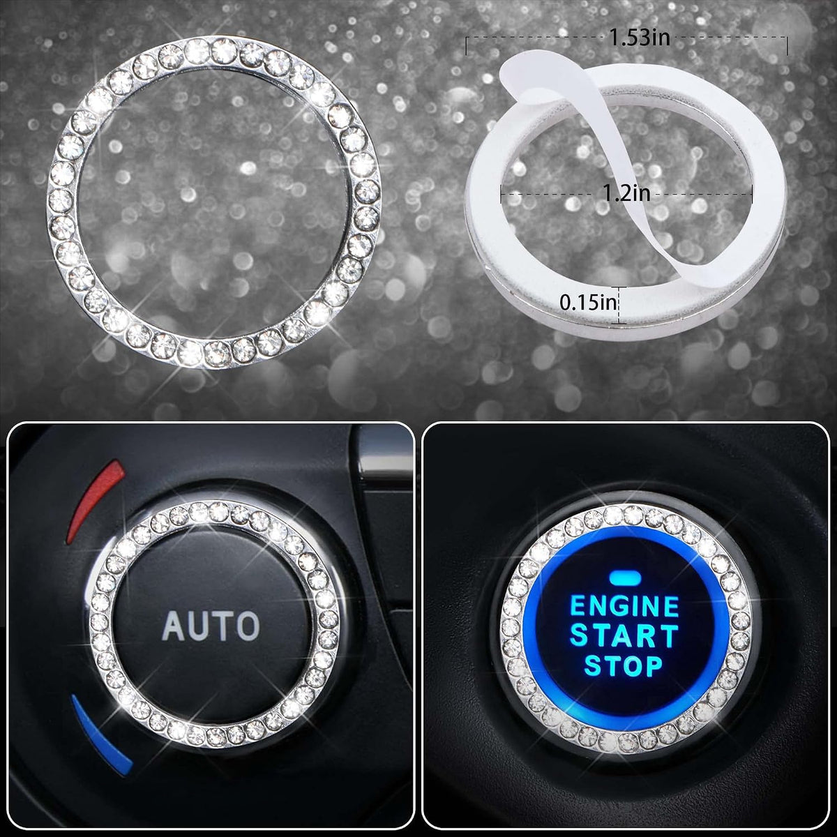 car pass 23 pcs bling diamond car accessories, view 9