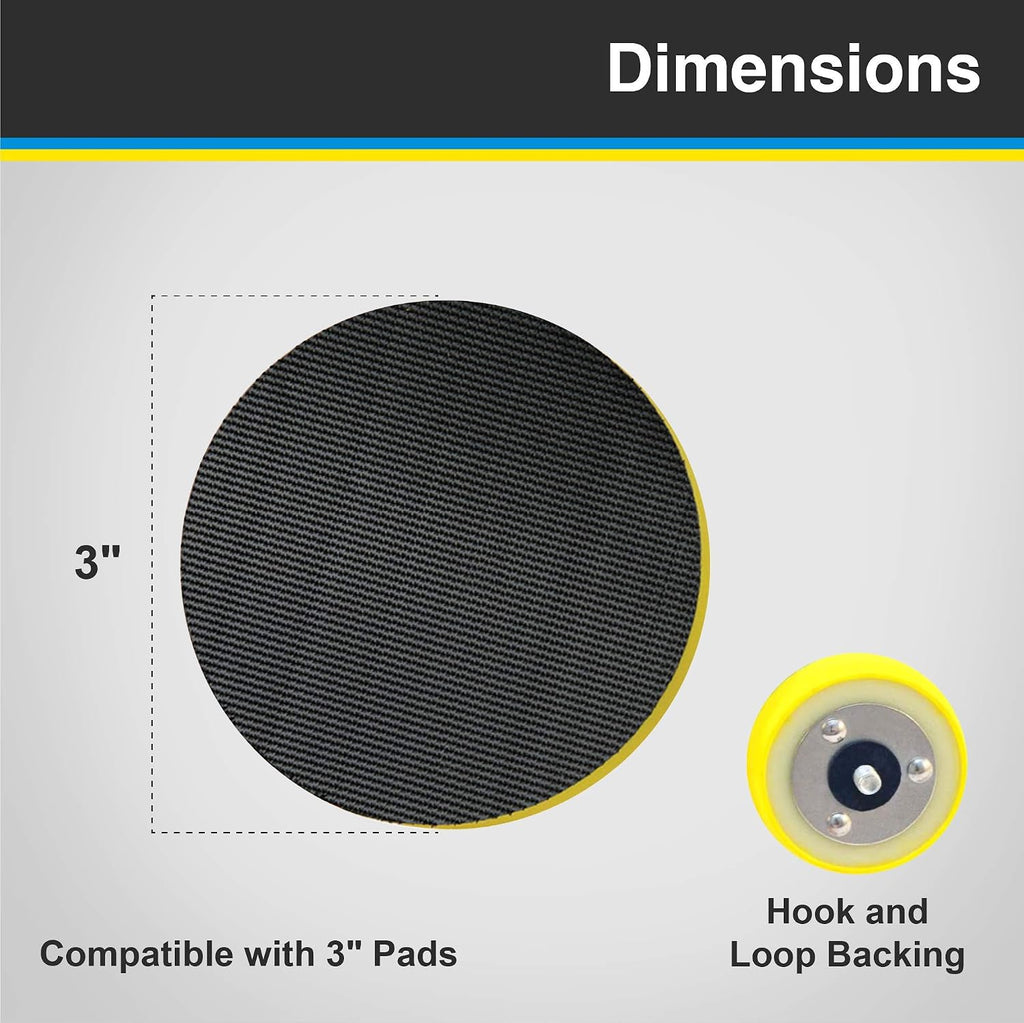 Lake Country Dual-Action Backing Plate - Flexible Plate with Hook-and-Loop Fastener w/Inner Steel Construction - Flexible and Durable Material for an Even Polish (Yellow, 3 Inch)