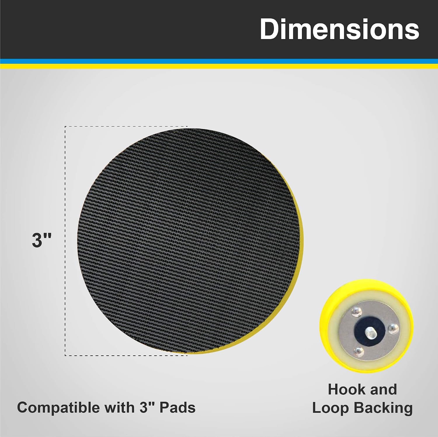 Lake Country Dual-Action Backing Plate - Flexible Plate with Hook-and-Loop Fastener w/Inner Steel Construction - Flexible and Durable Material for an Even Polish (Yellow, 3 Inch)