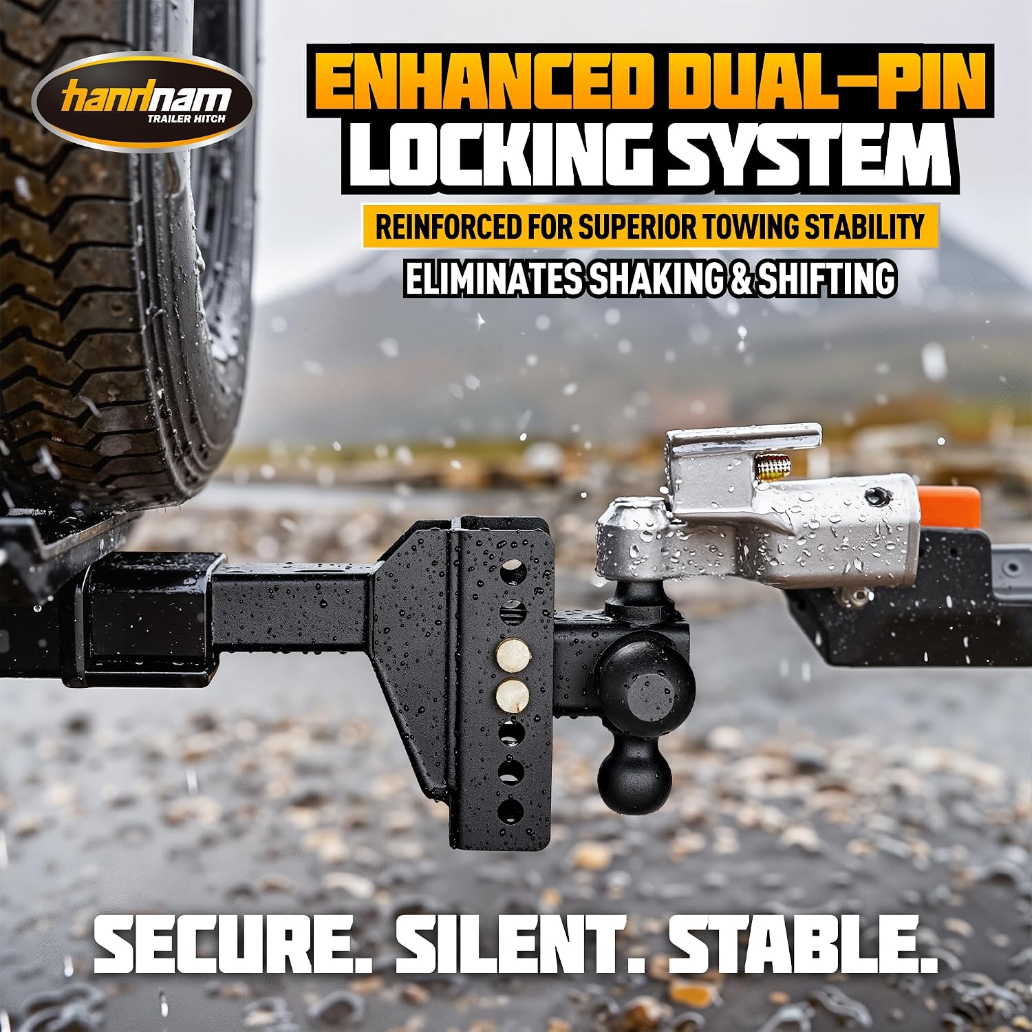 Drop Hitch Adjustable Trailer Hitch, Tow Hitch with 6-Inch Drop/Rise for Truck (16,500 LBS GTW), Adjustable Drop Hitch Fits 2-Inch Receiver, Trailer Hitches with Double Anti-Theft Pins Locks