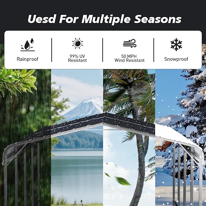HOMPUS 10x20 FT Metal Carport, Enhanced Base Oversized Garage Carports - Image 4