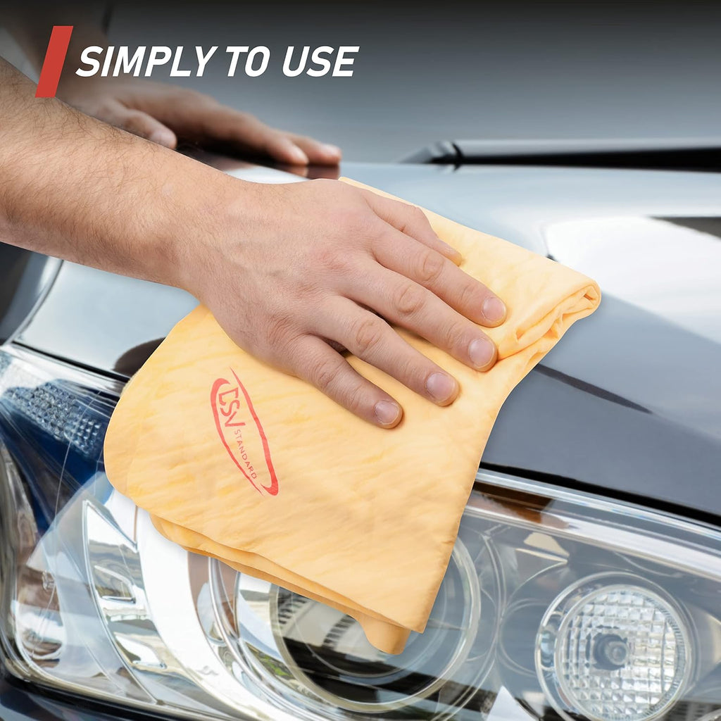 DSV Standard Premium Car Chamois Drying Towel, Drying Super Absorbent Chamois Cloth for Car Wash, Spotless & Scratch and Lint Free Shine, Shammy Towel for Car– 27.5 X 17 inches, 1 - Pack