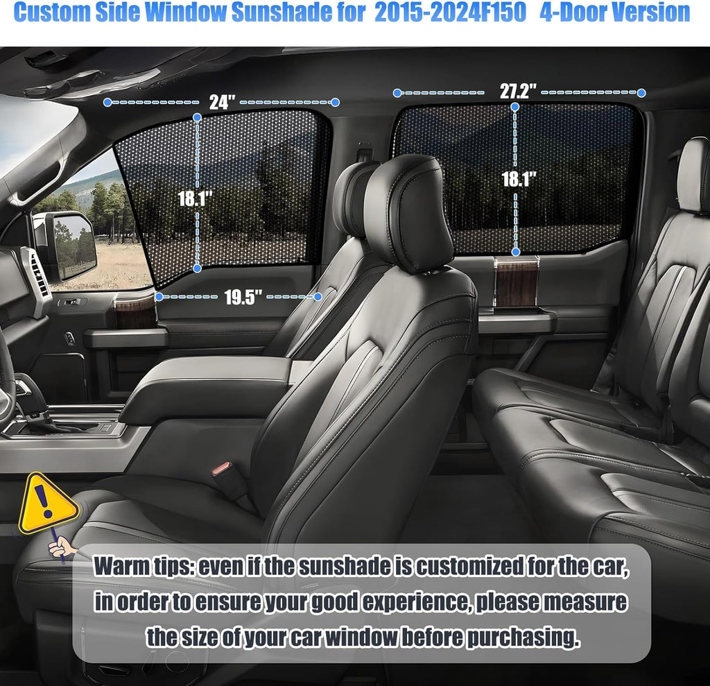 ZATOOTO Car Window Shades for Ford F-150 2015-2020, Car Window Covers for Baby Breathable Mesh Screen Blocking 99% of UV Rays and Glare, Privacy Protection for Camping and Napping