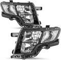 SOCKIR - Fit For 2007 2008 2009 2010 Ford Edge [Halogen Type] OEM Headlight Headlamp Assembly Pair Set (Black Housing with Clear Reflector)