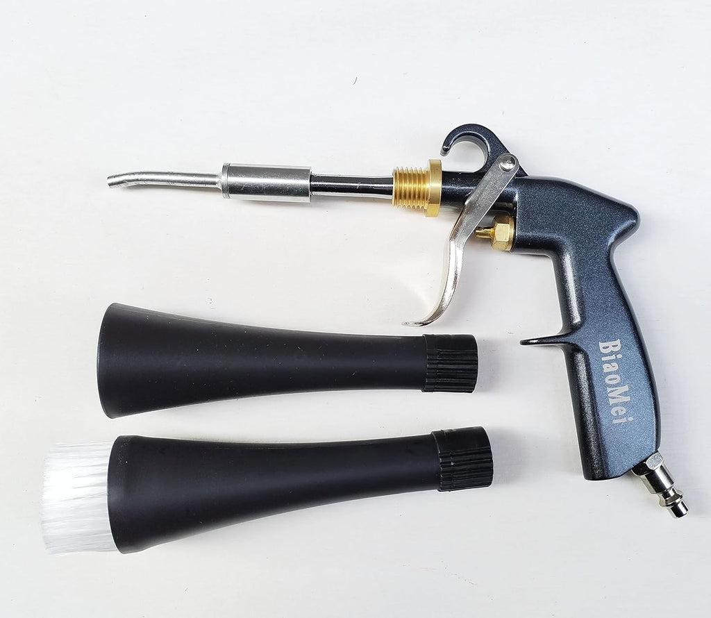 High Pressure Car Interior Spraying Washing Gun Automobile Detailing Cleaning Car Detailing Dry Washing Gun with Brush (New ugrade Aluminum Tube Rotate)