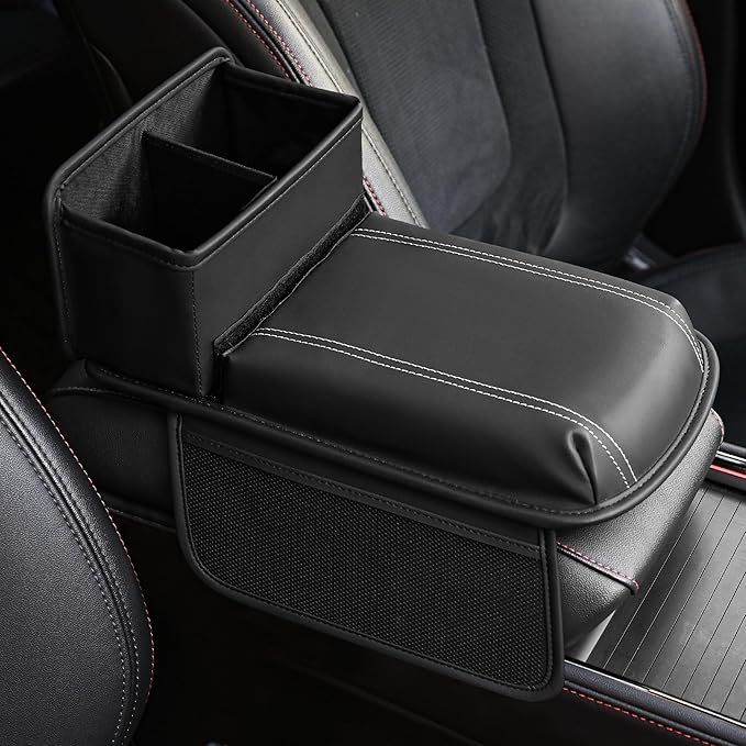 JEYODA Upgraded Car Armrest Cover, Premium Leather Car Armrest Cover Cushion by JEYODA