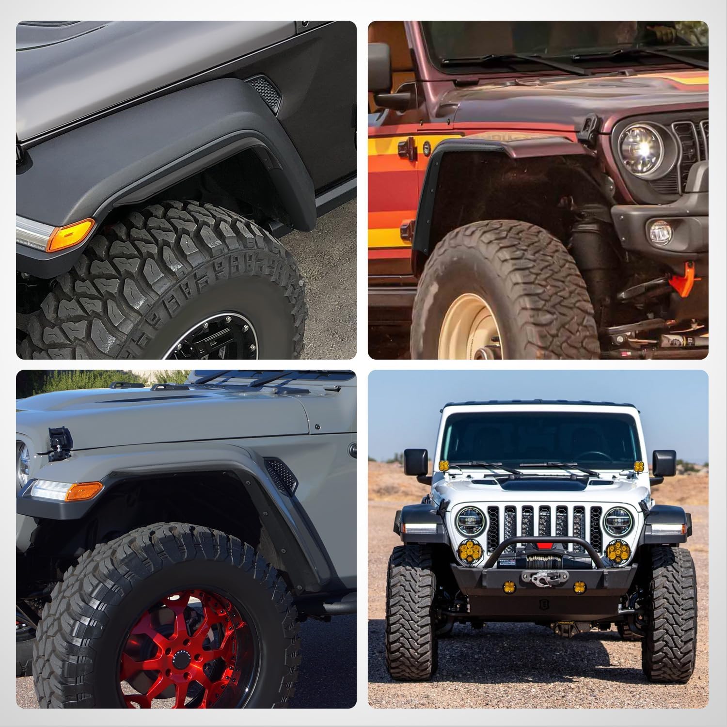 Nilight Fender Flares Extensions Set Compatible with 2020 2021 2022 2023 2024 2025 2026 Gladiator JT Mojave & Rubicon (Only for High Wheel Arches) Off-Road Widened Front Rear Flat 4 PCS