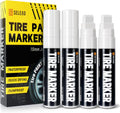 SELEAD Jumbo Tire Marker White - 4 Pack 15mm Wide Tip Paint Pens for Car Tires Lettering, Large Capacity Premium Ink Waterproof Permanent Markers