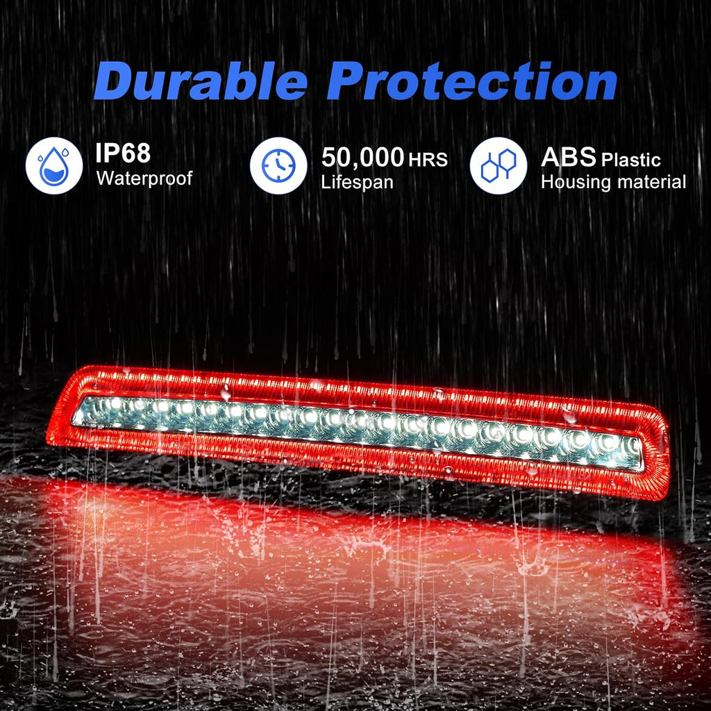 LED Third 3rd Brake Light Plug-and-Play High Mount Stop Light Replacement for 2000 2001 2002 2003 2004 2005 2006 Toyota Tundra, Rear Cab Center Tail Cargo Lamp Smoked Lens Assembly