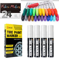 SELEAD 4 Pack Jumbo Tire Marker White for Car Tires Lettering + 24 Fabric Markers Permanent for Clothes