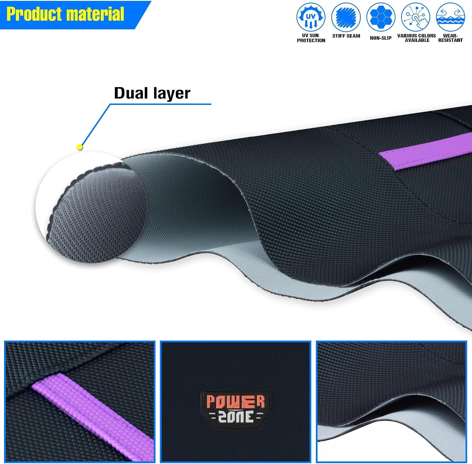 Motorcycle Universal Seat Cover Non-Slip Rubber Striped Gripper Soft Sewing for CRF WR WRF RMZ YZF SXF EXC EXC XC SX CR KLX Dirt Pit Bike Motocross Off Road Motorbike (Purple)