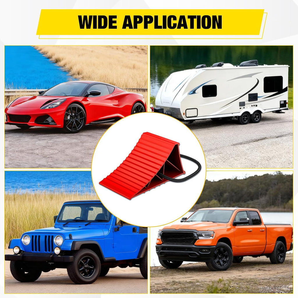 Nilight Wheel Chocks, Heavy Duty Wheel Stopper for Car, Truck, RV, Trailer, Caravan, Motorcycle, 8.7" x 4.8" x 4.2", 2-Pack(Red)