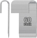 12 Inch Ground Stakes Heavy Duty J Hook 60-Pack Metal Spikes Galvanized Ground