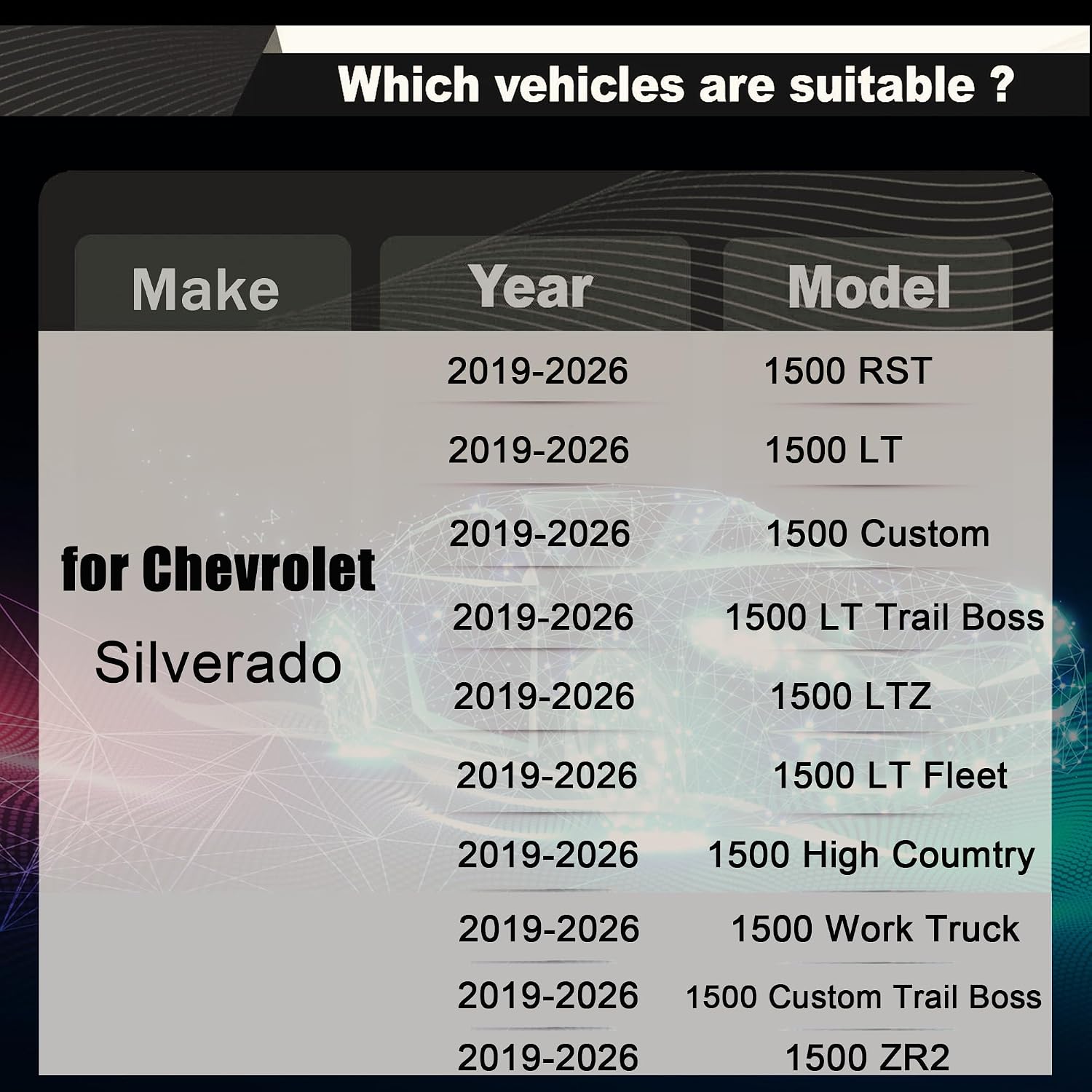 STSEV01 Taillight Cover Trim Fit for Chevy Silverado 1500 2019-2026 Accessories RST/LT/Custom/LTZ/High Coumtry,Tail Light Smoked Black Style Rear Lamp Protective Guards Exterior Decoration