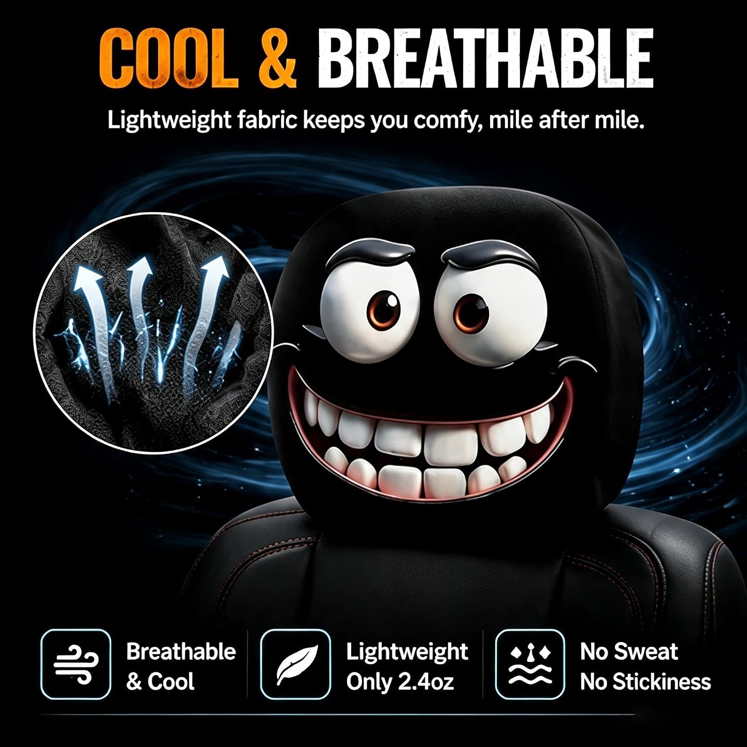 4 Pcs Ghost face Headrest Covers for Cars, Universal Spooky Halloween Auto Interior Decor, Funny Cartoon Creepy Car Head Rest Protector Case for Vehicle Truck SUV (Set A)